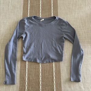 Blue long sleeve crop top